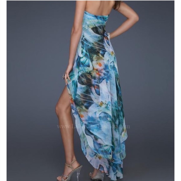 🛍️La Femme Multi Color High Low Chiffon Dress. Size 2. NWT - Picture 2 of 10